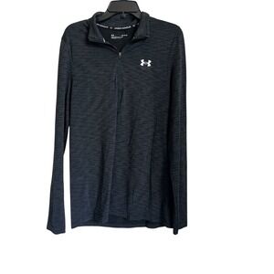 Under Armour Mens Half Zip Pullover Fitted Long Sleeve Top Dark Gray Sz MD